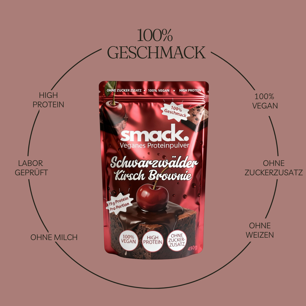 smack. Veganes Proteinpulver Schwarzwälder Kirsch Brownie 450 Gramm