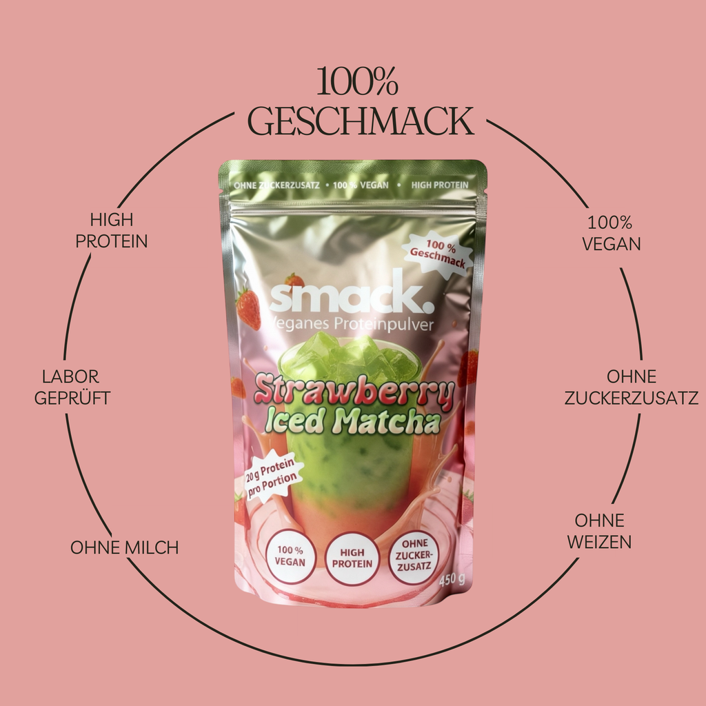 smack. Veganes Proteinpulver Strawberry Iced Matcha 450 Gramm