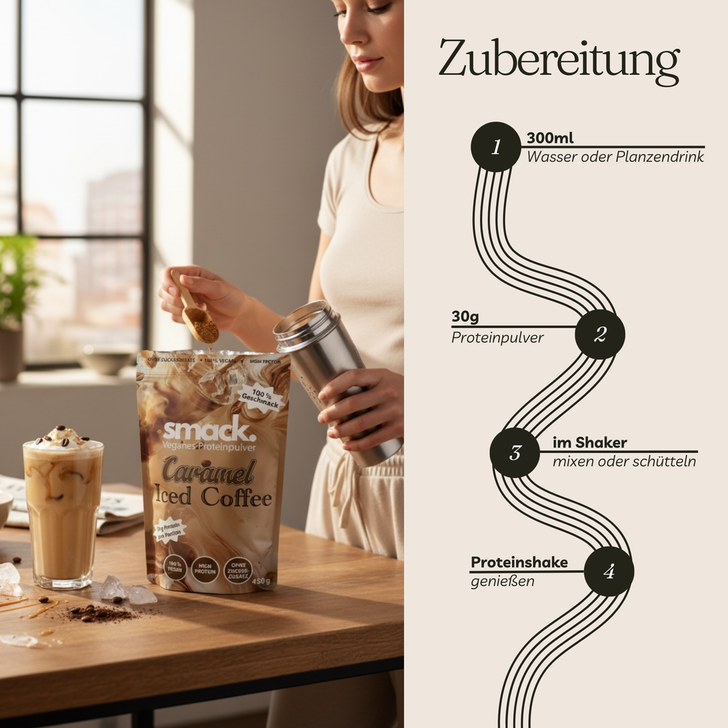 smack. Veganes Proteinpulver Caramel Iced Coffee 450 Gramm