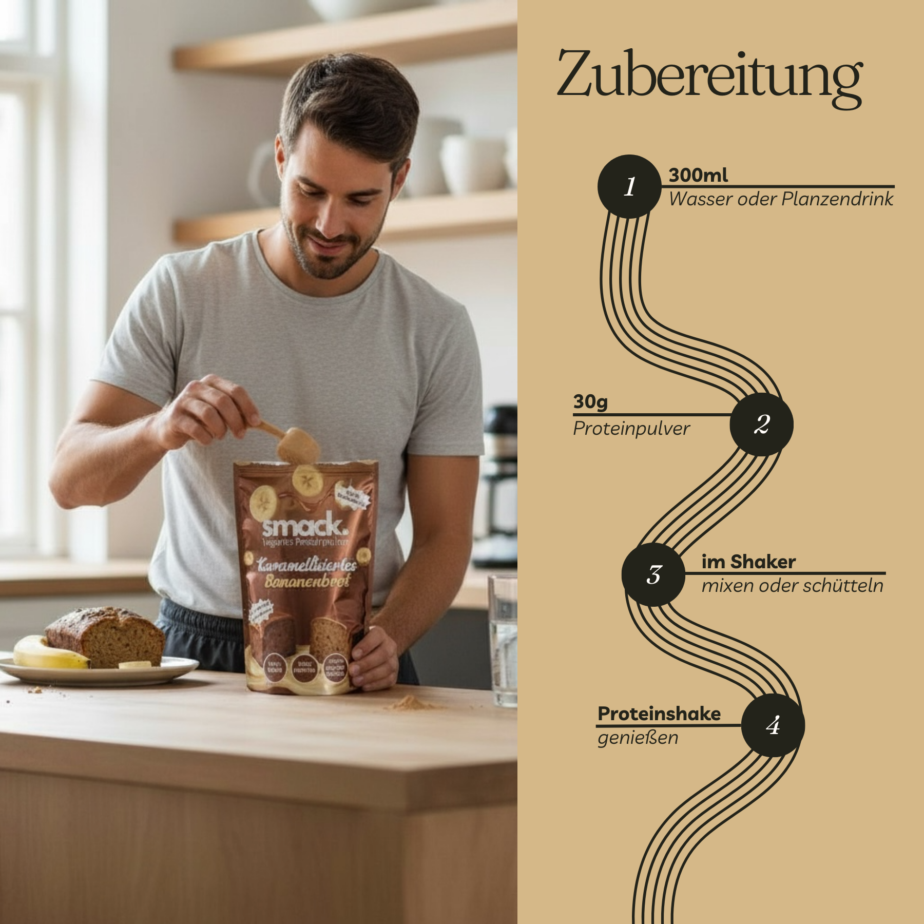 smack. Veganes Proteinpulver Karamellisiertes Bananenbrot 450 Gramm