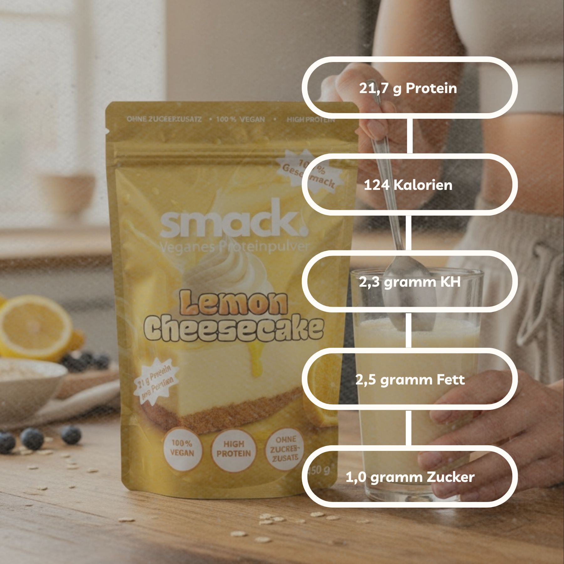 smack. Veganes Proteinpulver Lemon Cheesecake