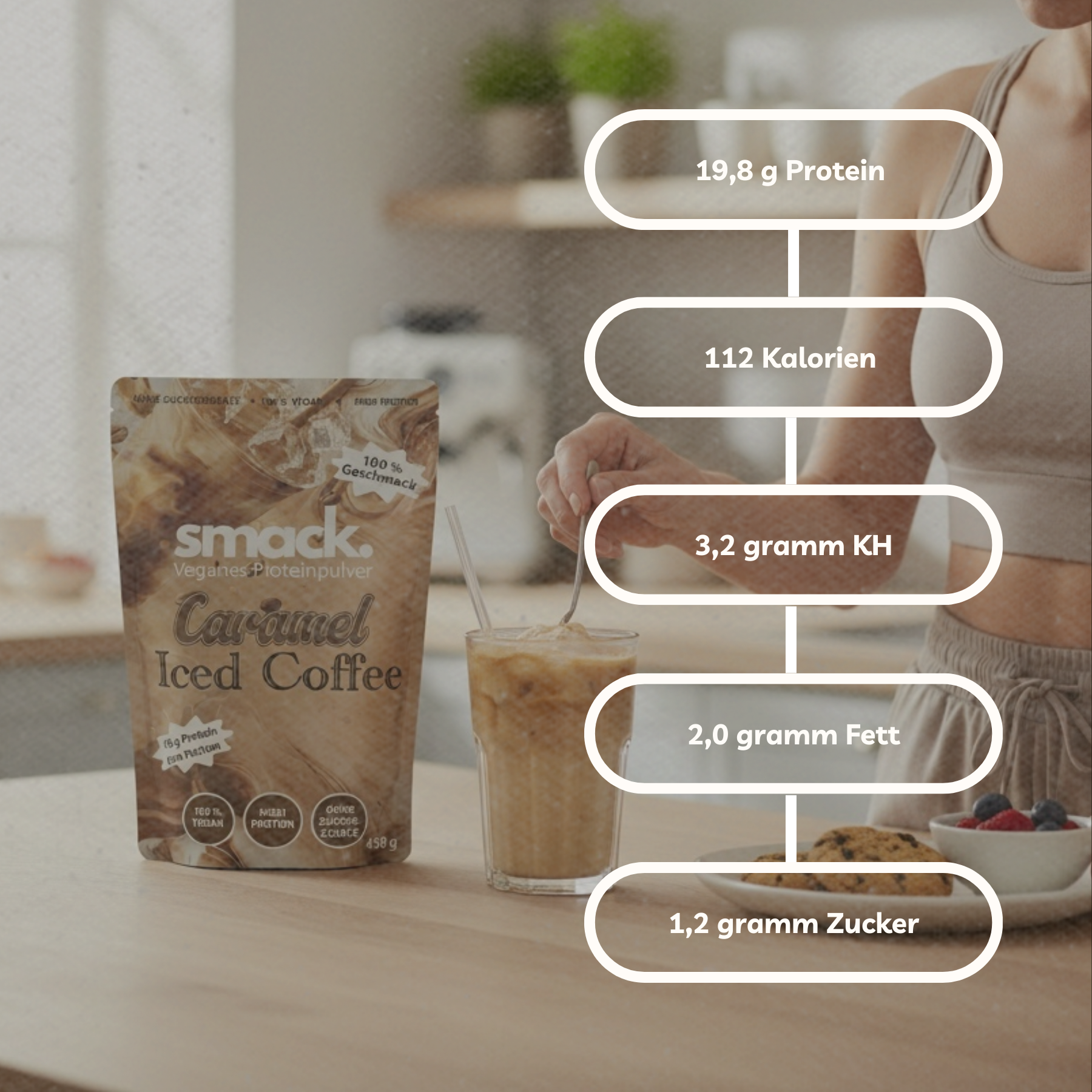 smack. Veganes Proteinpulver Caramel Iced Coffee 450 Gramm