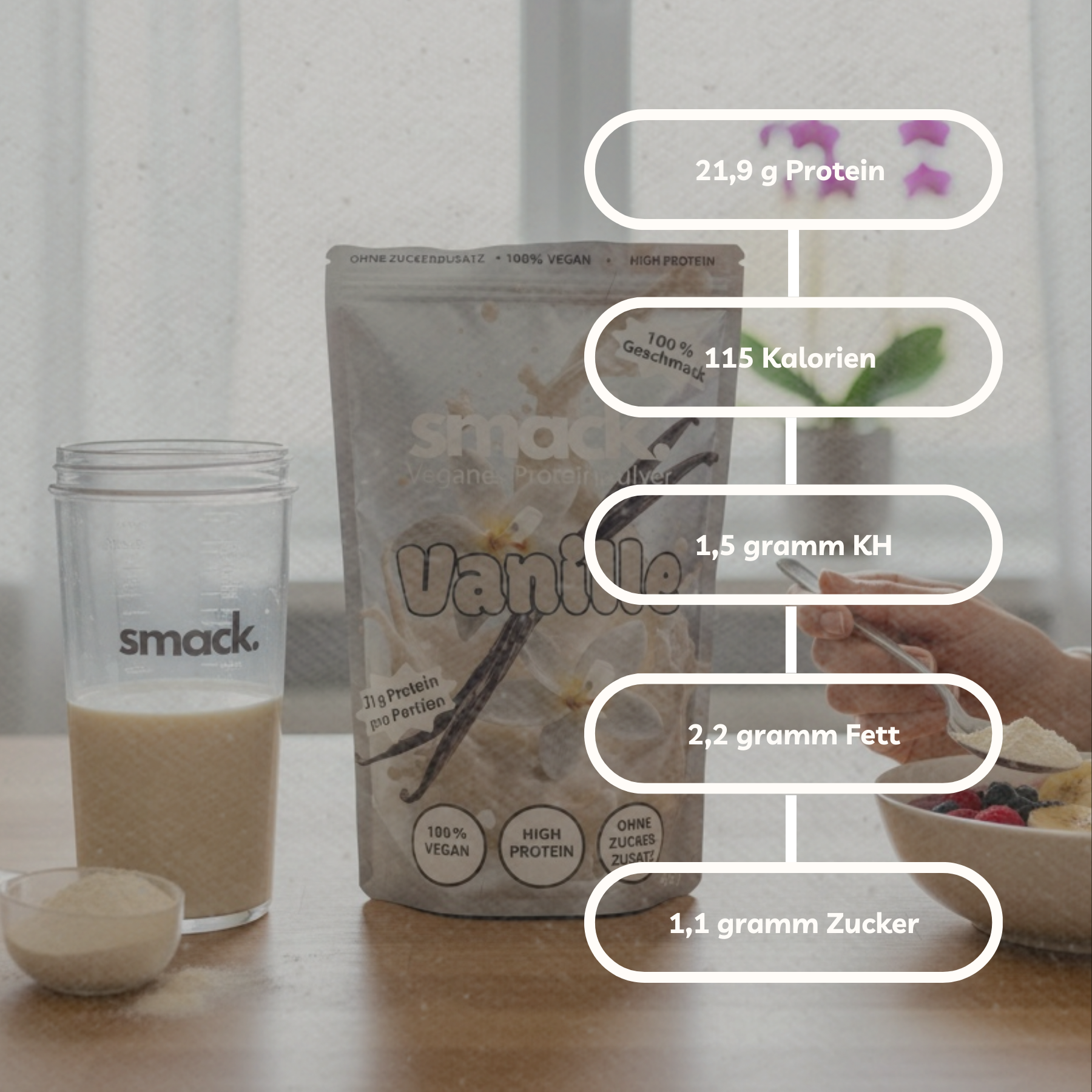 smack. Veganes Proteinpulver Vanille 450 Gramm