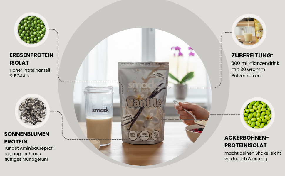 smack. Veganes Proteinpulver Vanille 450 Gramm