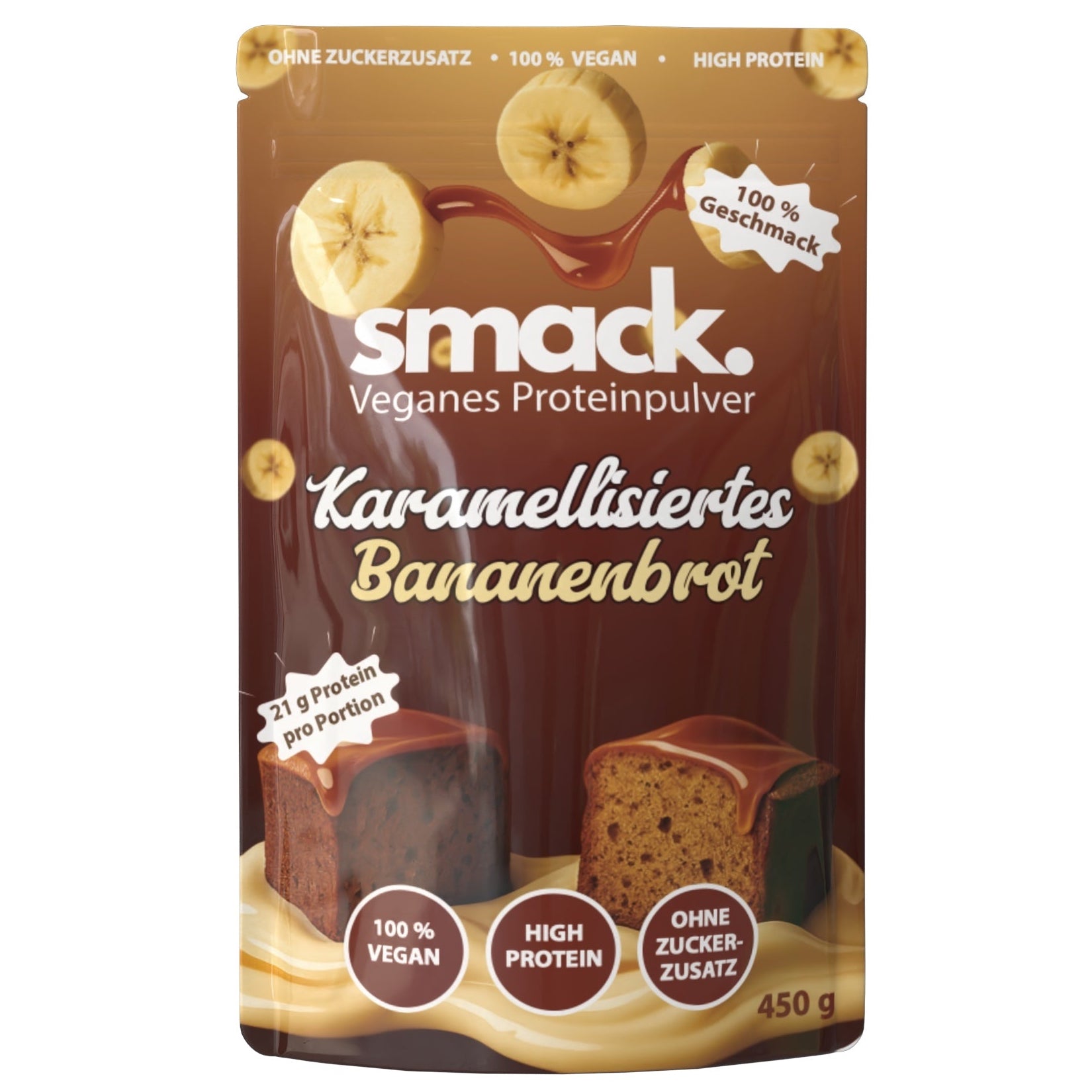 smack. Veganes Proteinpulver Karamellisiertes Bananenbrot 450 Gramm