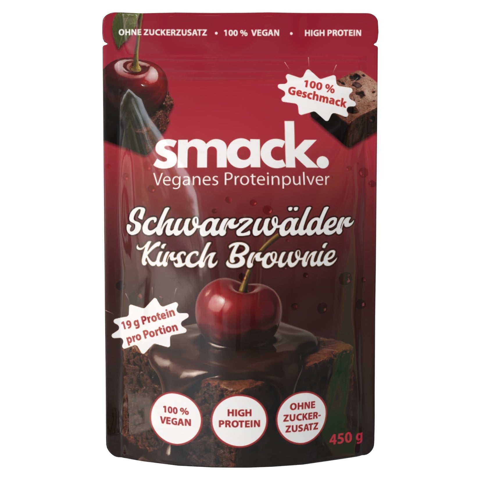 smack. Veganes Proteinpulver Schwarzwälder Kirsch Brownie 450 Gramm