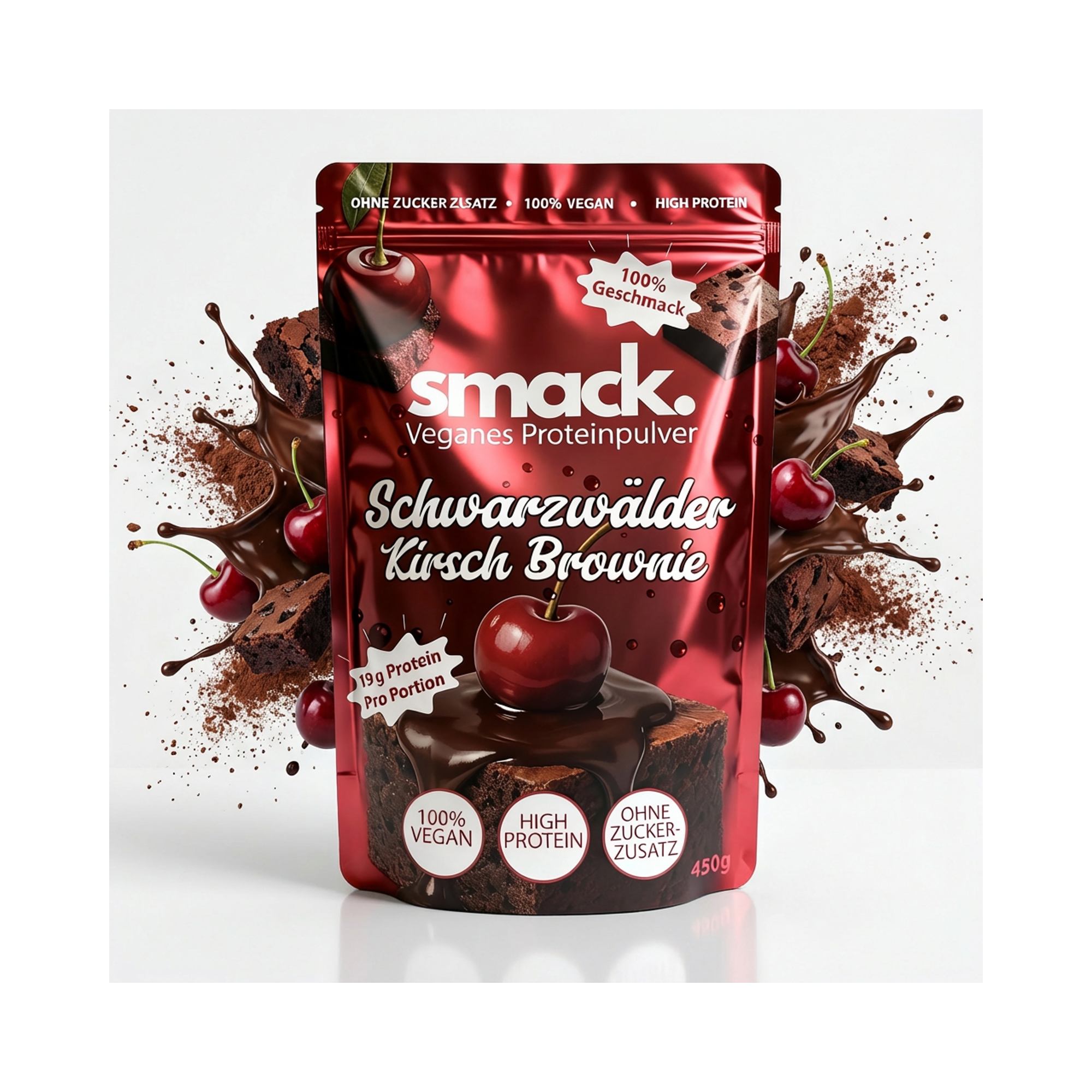 smack. Veganes Proteinpulver Schwarzwälder Kirsch Brownie 450 Gramm