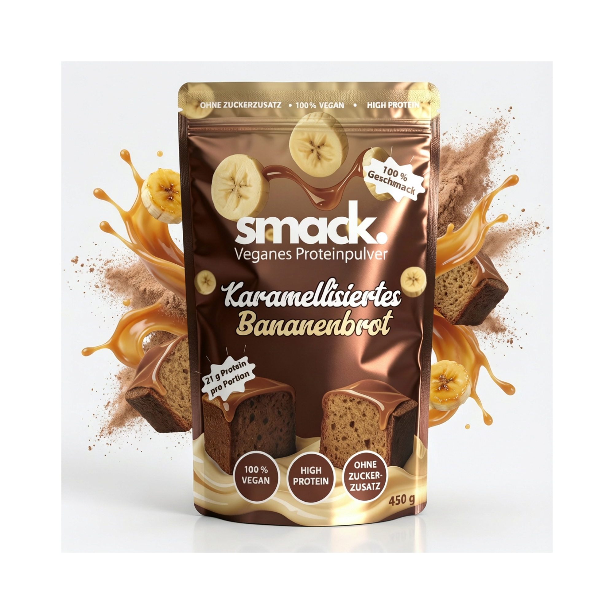 smack. Veganes Proteinpulver Karamellisiertes Bananenbrot 450 Gramm